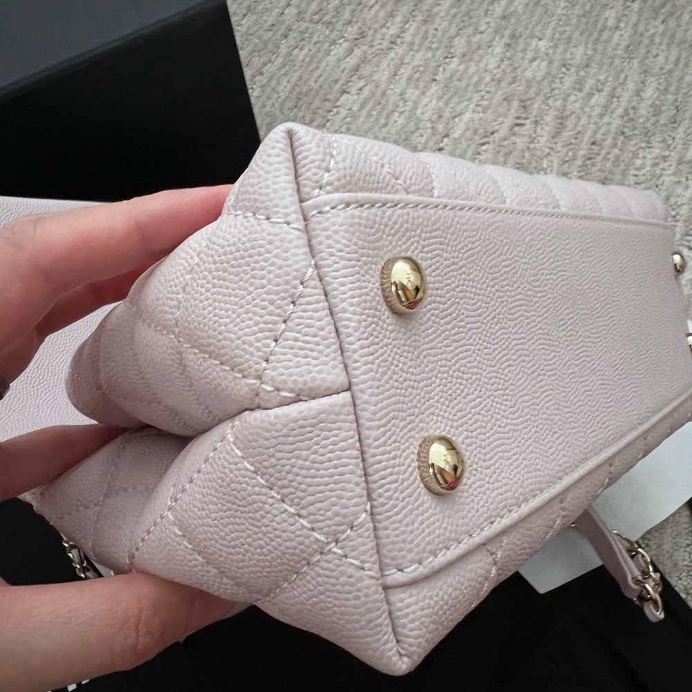 RARE 20A 2020 Chanel lilac small coco top handle pink shoulder bag - Picture 13 of 15
